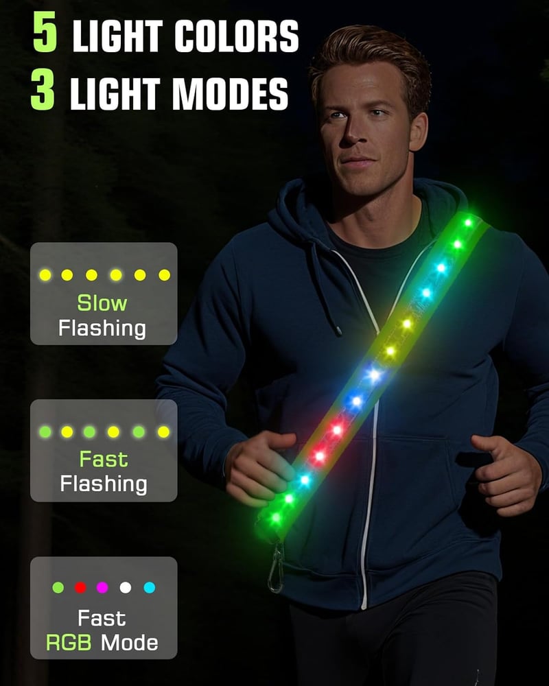 Zacro LED Reflektív Futóöv Fényvisszaverő Biztonsági Lámpa Sétáláshoz Futáshoz Kerékpározáshoz