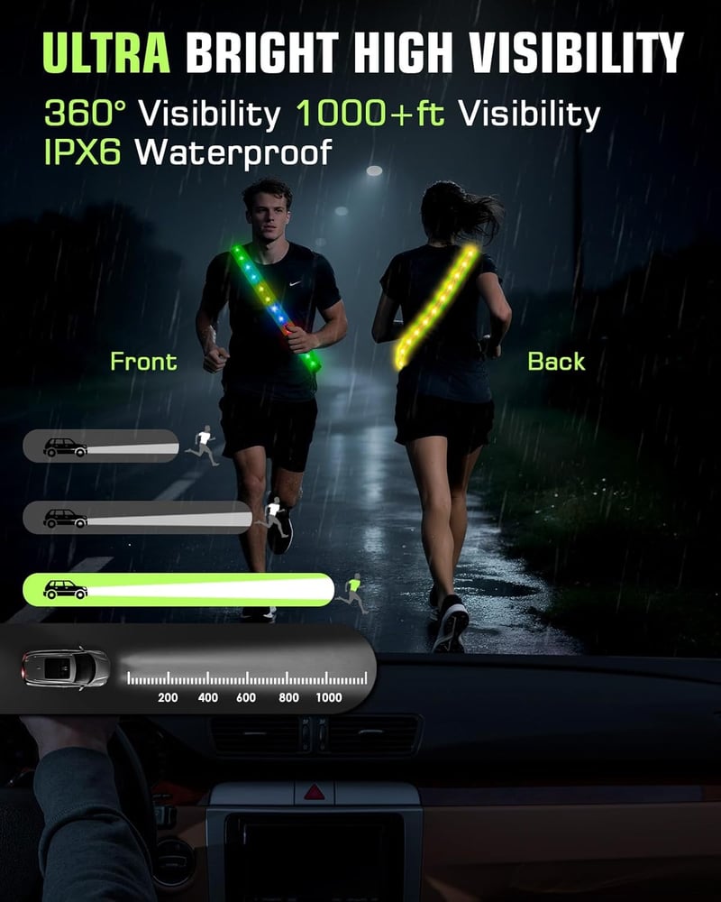 Zacro LED Reflektív Futóöv Fényvisszaverő Biztonsági Lámpa Sétáláshoz Futáshoz Kerékpározáshoz