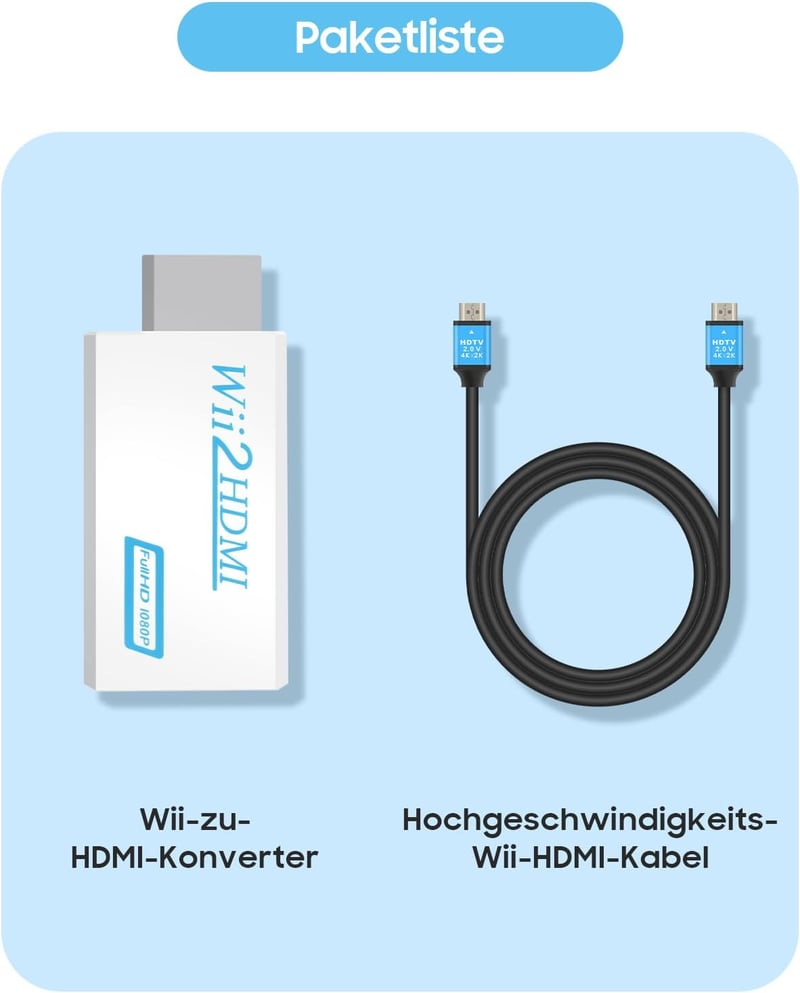 Zacro Wii HDMI Adapter - Full HD 1080P Konverter Nintendo Wii Konzolhoz - Videó és Hang Átalakító 1m HDMI Kábellel