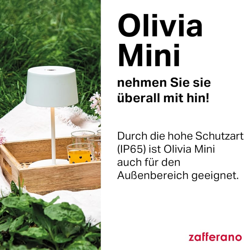 Zafferano Olivia Mini hordozható asztali lámpa érintésvezérléssel, dimmer, sötétszürke - Darkgray, With charger - new version