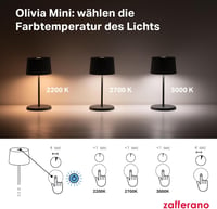 Zafferano Olivia Mini hordozható asztali lámpa érintésvezérléssel, dimmer, sötétszürke - Darkgray, With charger - new version 6