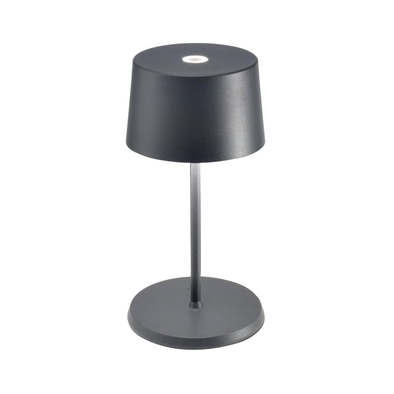 Prenosná stolná lampa Zafferano Olivia Mini, dotykové ovládanie, stmievač – tmavosivá