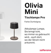 Zafferano Olivia Mini hordozható asztali lámpa érintésvezérléssel, dimmer, sötétszürke - Darkgray, With charger - new version 2