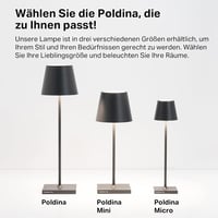 Zafferano Poldina Újratölthető LED Asztali Lámpa - Darkgray, Lamp with charger 5