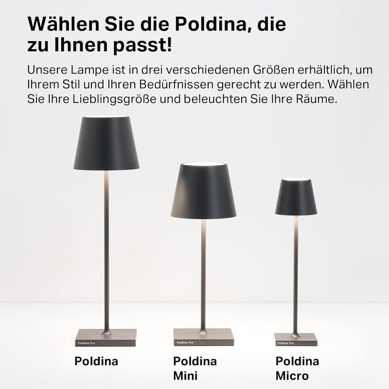 Zafferano Poldina Újratölthető LED Asztali Lámpa - Darkgray, Lamp with charger