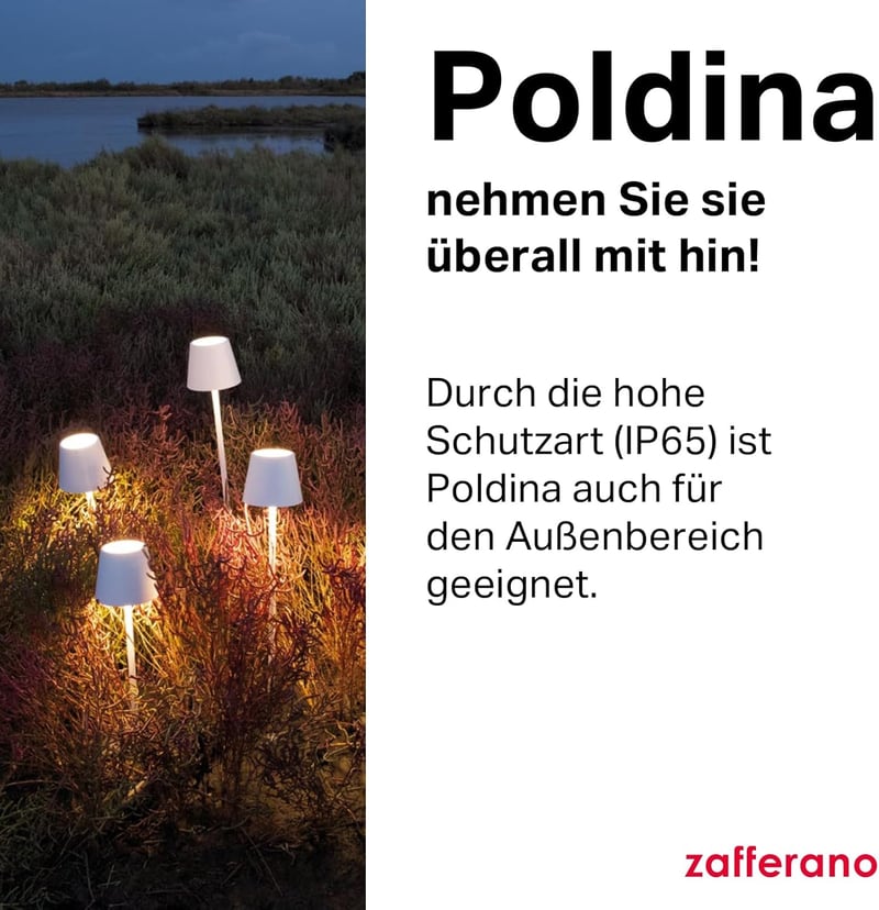 Zafferano Poldina Újratölthető LED Asztali Lámpa - Darkgray, Lamp with charger