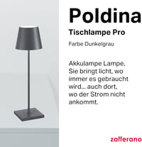 Zafferano Poldina Újratölthető LED Asztali Lámpa - Darkgray, Lamp with charger 2