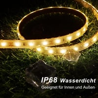 Bandă LED solară de exterior ZAIYW 15 m, IP68 rezistentă la apă, 300 LED-uri, alb cald, cu variator, telecomandă și temporizator, autoadezivă, pentru decorarea gardului de grădină 2