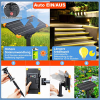 Bandă LED solară de exterior ZAIYW 15 m, IP68 rezistentă la apă, 300 LED-uri, alb cald, cu variator, telecomandă și temporizator, autoadezivă, pentru decorarea gardului de grădină 7