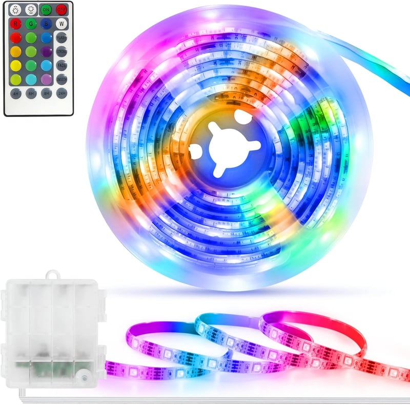 ZAIYW 2m RGB LED szalag távirányítóval, 60 LED 5050 vízálló háttérvilágítás - 2 Meter, Red / Green / Blue