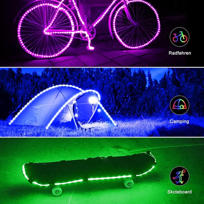 ZAIYW 2m RGB LED szalag távirányítóval, 60 LED 5050 vízálló háttérvilágítás - 2 Meter, Red / Green / Blue