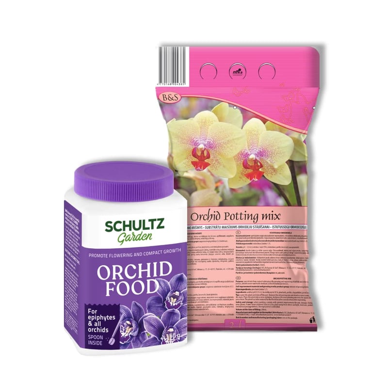 Súprava na presádzanie orchideí Žalia stotelė – substrát 2 l + hnojivo 350 g