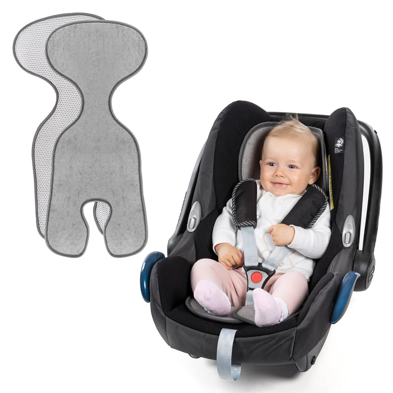 Zamboo Comfort podložka do autosedačky pre vajíčka a protismerné autosedačky (Maxi-Cosi, Cybex, Römer) - Priedušná letná vložka proti poteniu, sivá