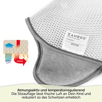 Zamboo Comfort podložka do autosedačky pre vajíčka a protismerné autosedačky (Maxi-Cosi, Cybex, Römer) - Priedušná letná vložka proti poteniu, sivá 3