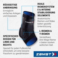 Orteză de gleznă Zamst A1 - Reglabilă, pentru entorse grave și instabilitate cronică, pentru sport, formă anatomică, negru, mărimea M, piciorul drept 3