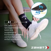 Orteză de gleznă Zamst A1 - Reglabilă, pentru entorse grave și instabilitate cronică, pentru sport, formă anatomică, negru, mărimea M, piciorul drept 2