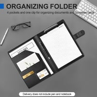 Zanfqvo A4 písacia podložka s klipom, konferenčný zakladač, PU koža, obal na dokumenty, portfolio, čierna 5