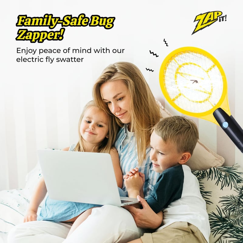 Zap It elektromos szúnyogirtó ütő duó, 4000V, USB tölthető, LED világítással, közepes méret, rovarcsapó, légyirtó