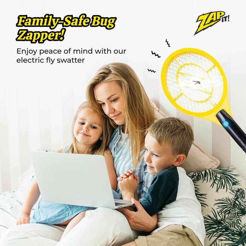 ZAP IT! Mini elektromos rovarirtó ütő 2 dbos tölthető LED fény, elektromos szúnyog és bögölyirtó