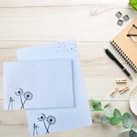 Set de hârtie de scris zartbesaitet.com cu motiv de păpădie, dimensiune DIN A5, cu plic inclus, set elegant de papetărie 2