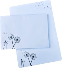 Set de hârtie de scris zartbesaitet.com cu motiv de păpădie, dimensiune DIN A5, cu plic inclus, set elegant de papetărie 3