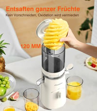 Zasmira Lassú Gyümölcscentrifuga 120mm Nyílással, 99,6% Gyümölcslé Tisztaság 2