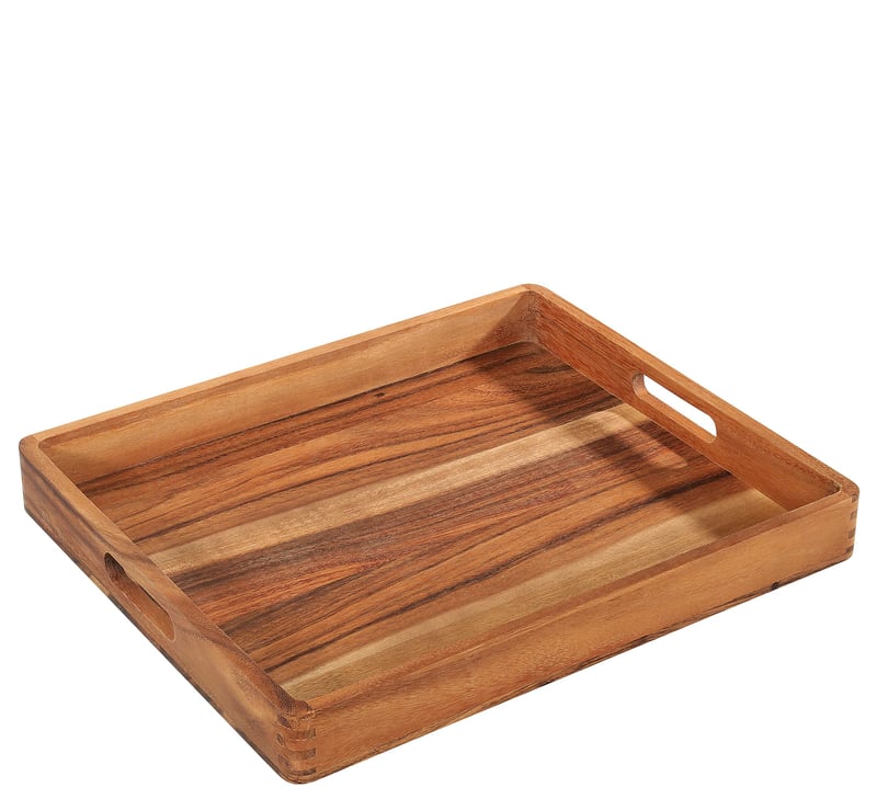 Tavă Zassenhaus din lemn de salcâm cu mânere – Tavă decorativă pentru mic dejun și servire din lemn sustenabil – 52 x 43 x 6 cm
