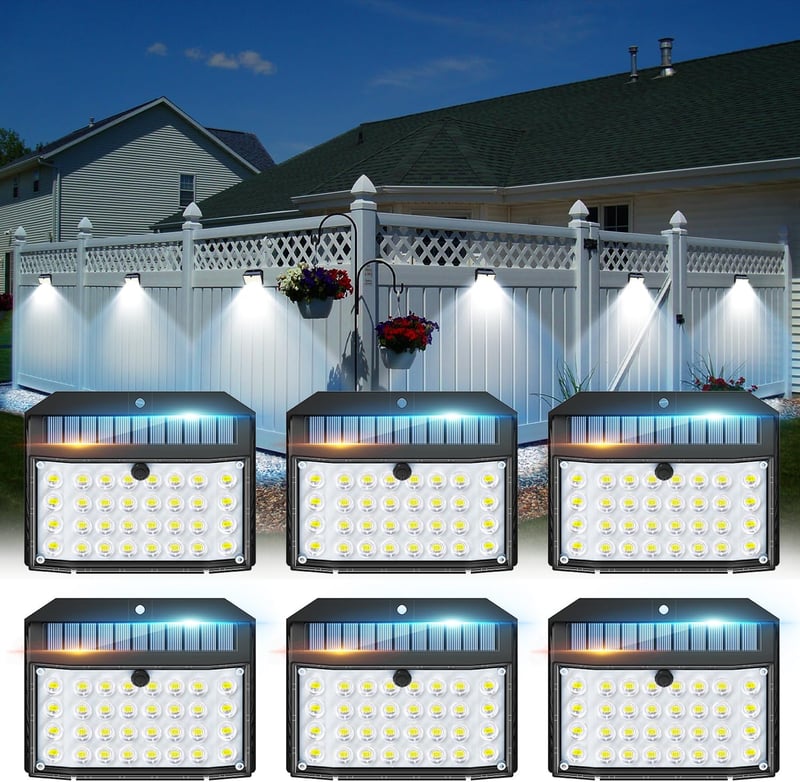 ZASUN Napelemes Kültéri Lámpa Szett 6db - IP65 Vízálló Fekete LED Fali Világítás Kertbe, Teraszra, Lépcsőre, Automatikus Fényérzékelővel