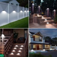 ZASUN Napelemes Kültéri Lámpa Szett 6db - IP65 Vízálló Fekete LED Fali Világítás Kertbe, Teraszra, Lépcsőre, Automatikus Fényérzékelővel 7