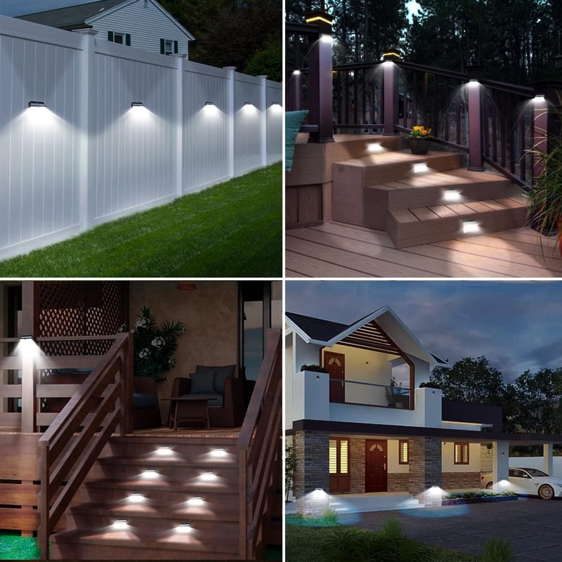ZASUN Napelemes Kültéri Lámpa Szett 6db - IP65 Vízálló Fekete LED Fali Világítás Kertbe, Teraszra, Lépcsőre, Automatikus Fényérzékelővel