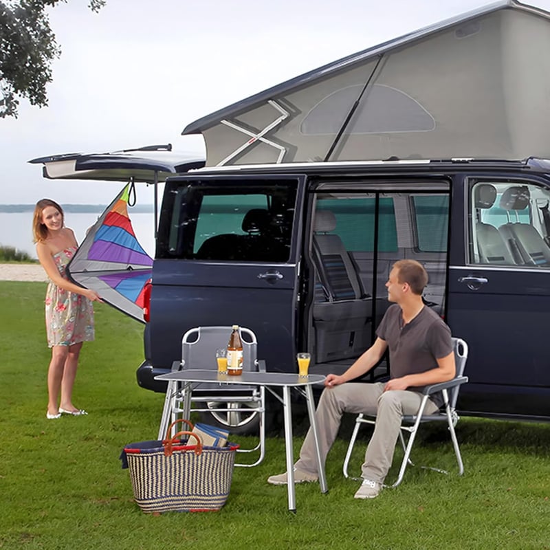 ZATOOTO Mágneses cipzáras szúnyogháló VW T5 T6 oldalsó tolóajtóhoz, rovarvédő és napvédő függöny campinghoz, fekete