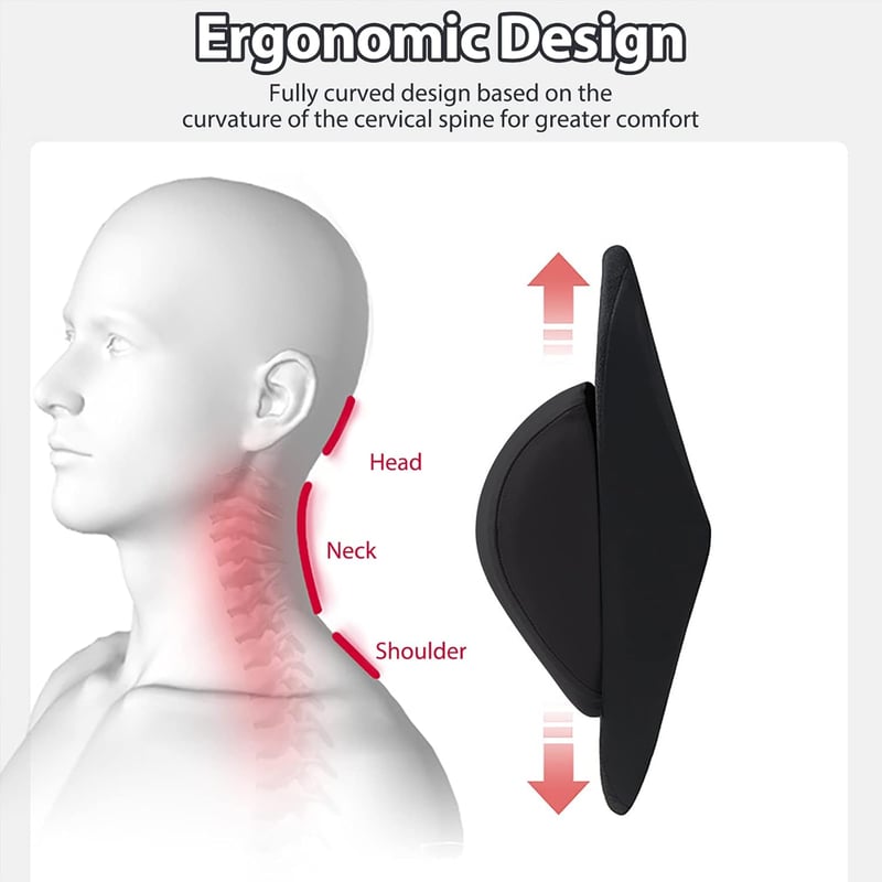 ZATOOTO Memóriahabos Autós Nyaktámasz - Állítható Magasságú Fejtámla Párna Fekete Színben - Ergonomikus Kialakítás Minden Testmagassághoz