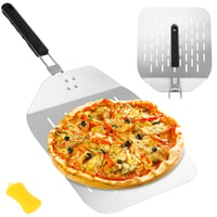 Zawaer perforirana lopata za pizzu od nehrđajućeg čelika sa sklopivom drškom za roštilj, pećnicu i kamen za pizzu, za profesionalnu i kućnu upotrebu za velike pizze 1