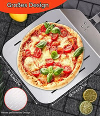 Zawaer perforirana lopata za pizzu od nehrđajućeg čelika sa sklopivom drškom za roštilj, pećnicu i kamen za pizzu, za profesionalnu i kućnu upotrebu za velike pizze 3