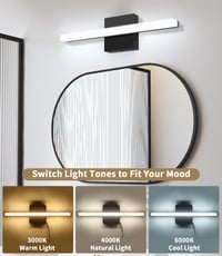 Zaxiva LED osvetlenie na zrkadlo do kúpeľne 40 cm, nastaviteľná teplota farieb 3000-6000K, nástenné svietidlo k zrkadlu s akrylovým tienidlom, úsporné 3