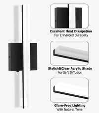 Zaxiva LED osvetlenie na zrkadlo do kúpeľne 40 cm, nastaviteľná teplota farieb 3000-6000K, nástenné svietidlo k zrkadlu s akrylovým tienidlom, úsporné 2