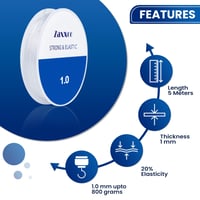 Șnur elastic pentru bijuterii Zaxxco, 4 role - 0,5 mm, 0,7 mm, 0,8 mm, 1,0 mm - Pentru confecționarea brățărilor, rășină, cu tăietor inclus 3