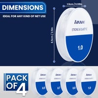 Șnur elastic pentru bijuterii Zaxxco, 4 role - 0,5 mm, 0,7 mm, 0,8 mm, 1,0 mm - Pentru confecționarea brățărilor, rășină, cu tăietor inclus 2