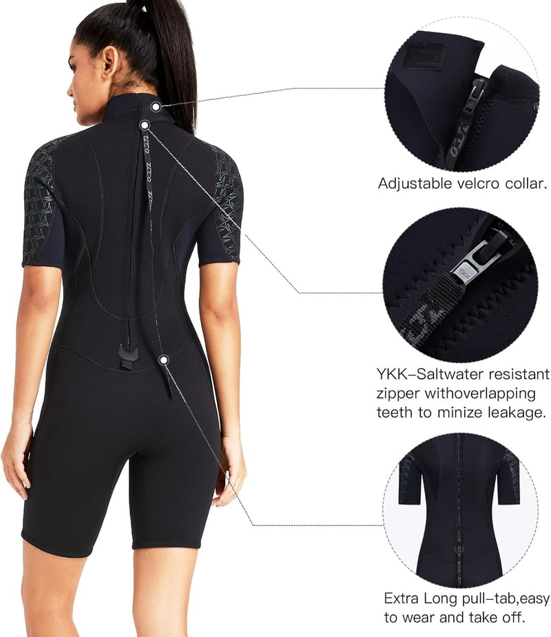 ZCCO 3mm Neoprén Wetsuit Hátzipper Férfi Női Szörfözés Úszás Kajak