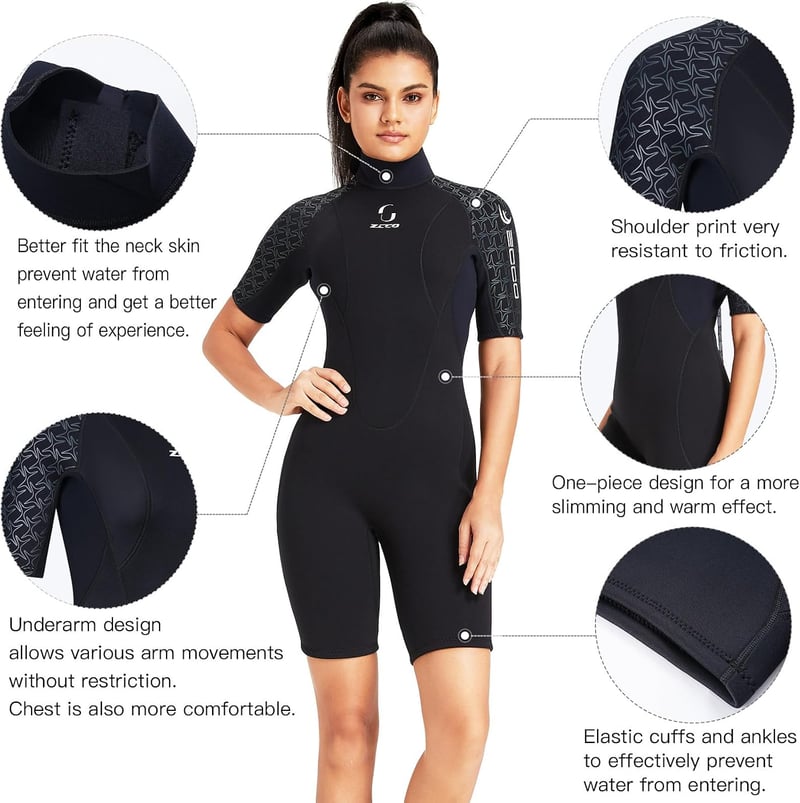 ZCCO 3mm Neoprén Wetsuit Hátzipper Férfi Női Szörfözés Úszás Búvárkodás XL