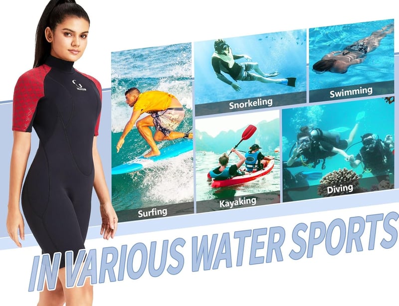 ZCCO 3mm Neoprén Wetsuit Hátzipper Férfi Női Szörfözés Úszás Kajak - XS, Women's Red