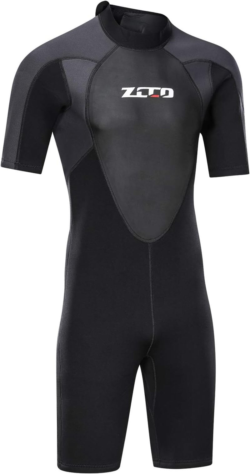 ZCCO Férfi Neoprén Búváruha 3mm Fekete Rövid Ujjú Hátul Cipzáras Szörfözés Búvárkodás Snorkeling Vízisport Ruha