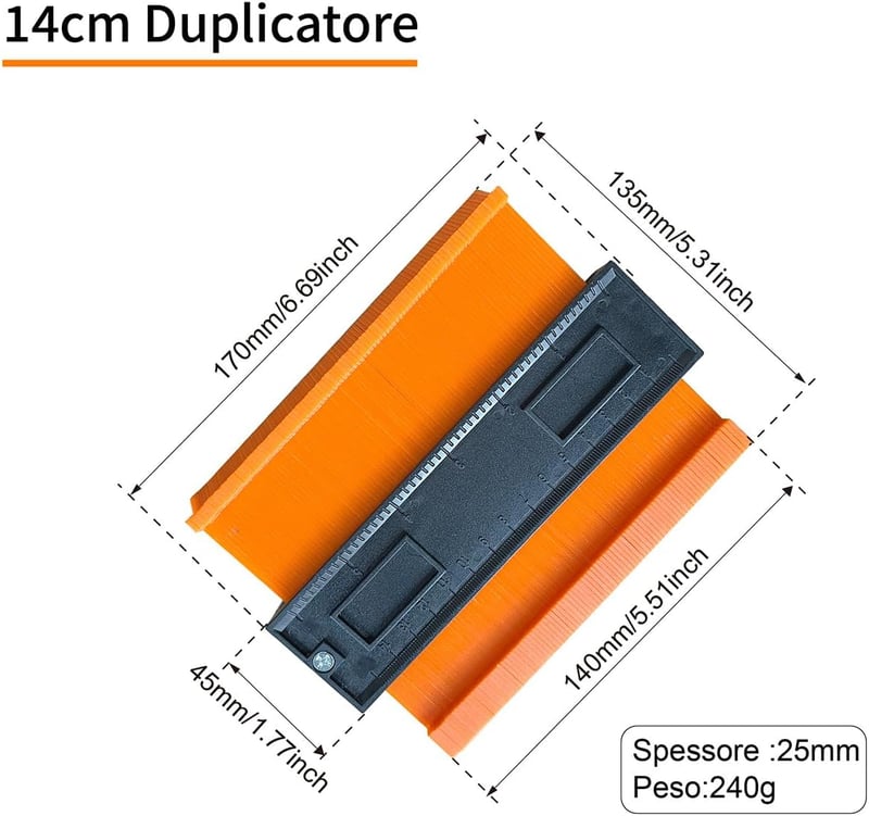 ZCHYTOOL Kontúrsablon 14+25cm Szabálytalan Forma Másolásához Laminált Fa Csempe Padló