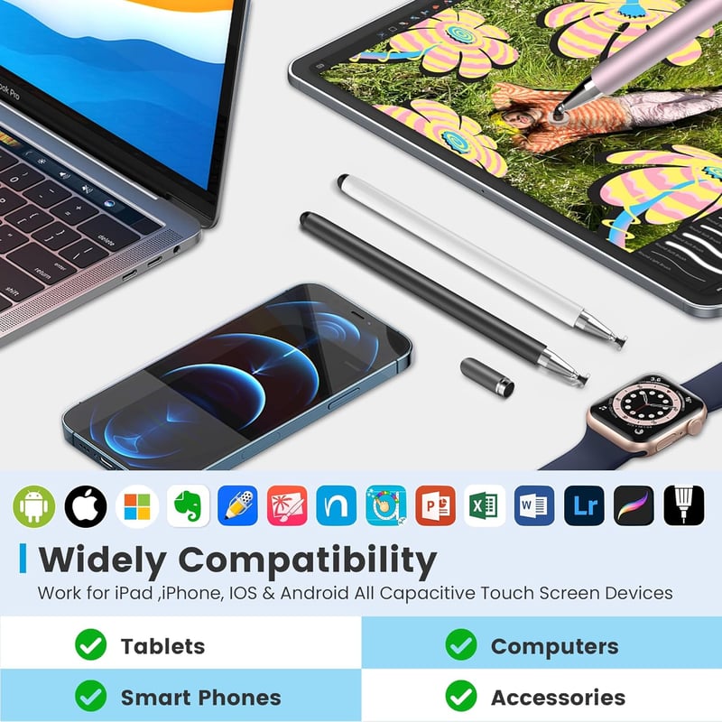 Zcitek 2 db Érintőceruza iPad Android Surface Okostelefonhoz Kettős Hegyű Szürke Kék