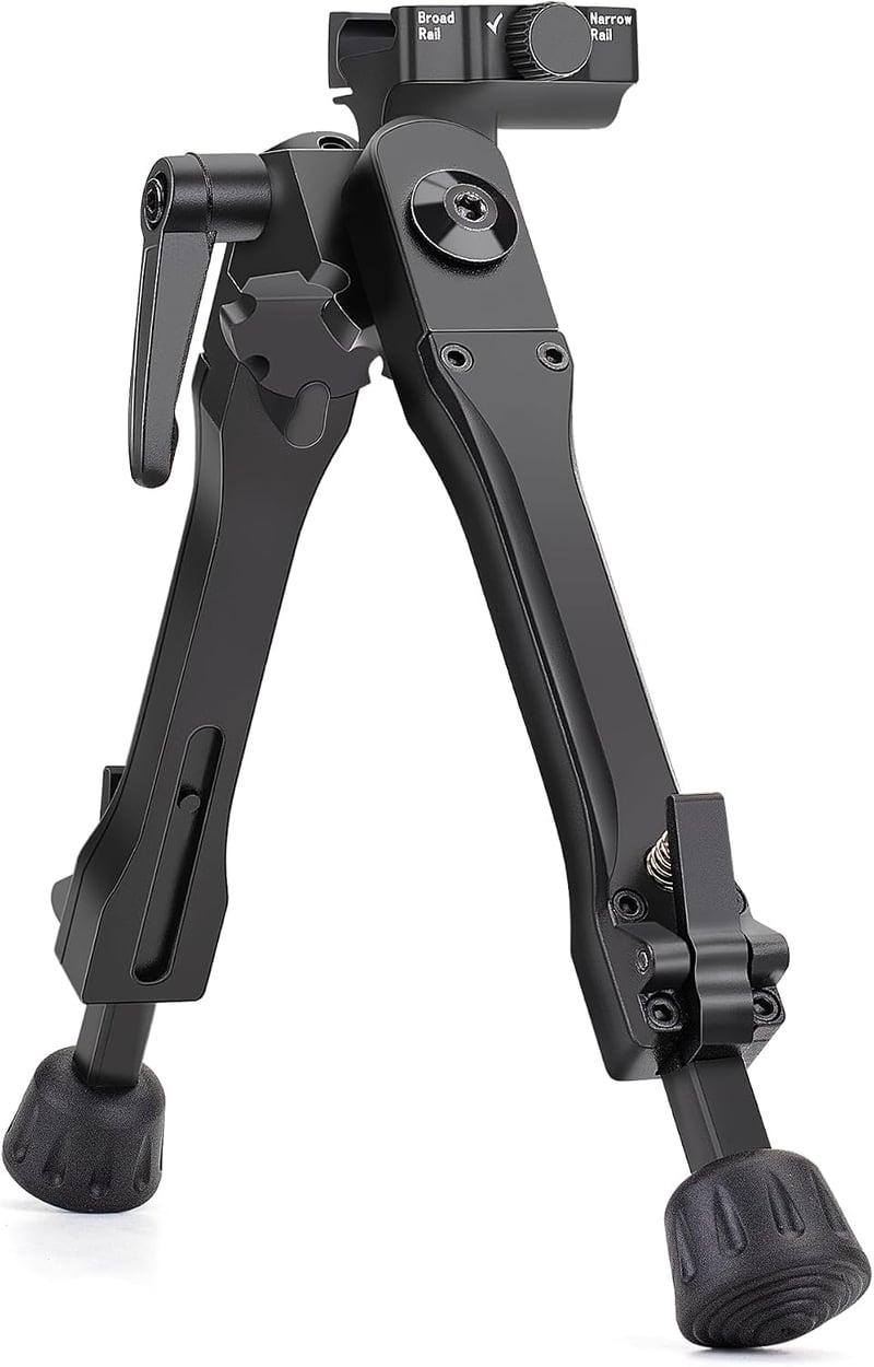 Bipod ajustabil Zeadio cu pivot pentru șine Picatinny și Weaver, cu picioare rabatabile în 5 poziții, pentru utilizare în exterior