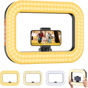 Zeadio inel luminos LED 20W pentru selfie cu mâner stabilizator pentru smartphone, temperatură de culoare reglabilă 2500K-8500K, pentru videoclipuri YouTube
