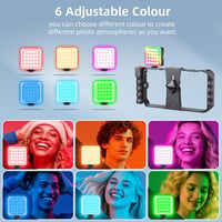 Zeadio Smartphone Vlogging Kit RGB LED Fénnyel és Mikrofonnal - Stabilizátor Cage iPhone Android-hoz 7