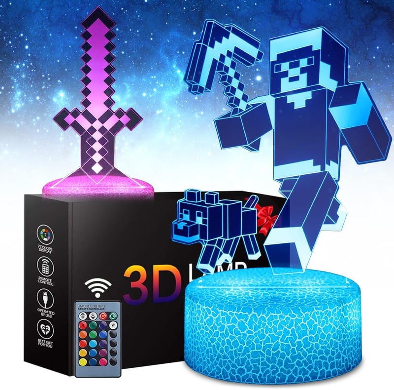 Zeaky 3D LED Éjszakai Fény - 16 Színváltós Illúzió Lámpa Távirányítóval - Dekorációs Világítás Gyerekeknek - Születésnapi Ajándék