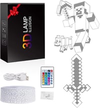 Zeaky 3D LED Éjszakai Fény - 16 Színváltós Illúzió Lámpa Távirányítóval - Dekorációs Világítás Gyerekeknek - Születésnapi Ajándék 6