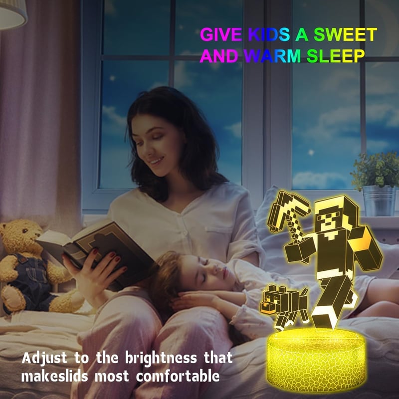 Zeaky 3D LED Éjszakai Fény - 16 Színváltós Illúzió Lámpa Távirányítóval - Dekorációs Világítás Gyerekeknek - Születésnapi Ajándék
